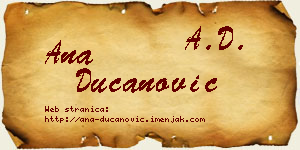 Ana Ducanović vizit kartica